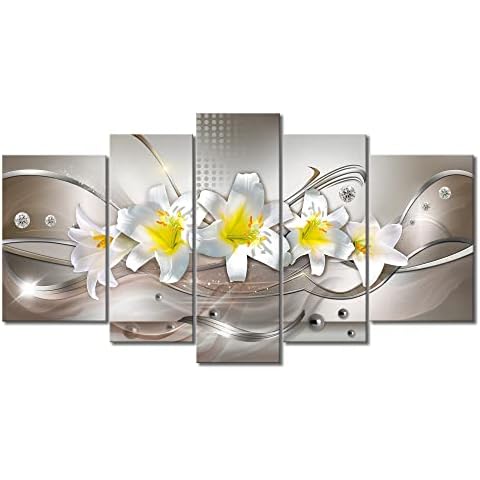 YAYNICE Lily Flower Wall Art Abstract 5 Piece Large Picture Canvas Print Wall Painting Modern Artwork Wall Décor for Bedroom Living Room Bathroom Office Cover