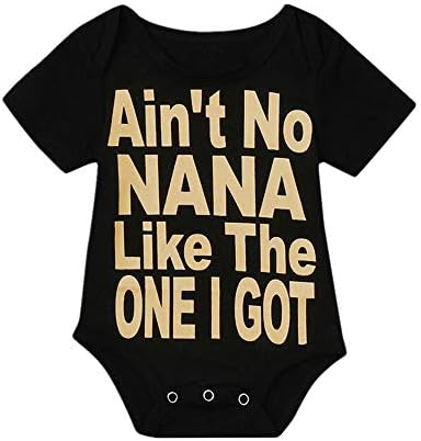 Hatoys Cute Baby Girls Boy Nana Print Bodysuit Jumpsuit Sunsuit Clothes Romper (12-18Months, Black)