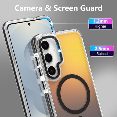 Image of Magnetic Case for Samsung Galaxy S25 Plus [Compatible with Magsafe] [Cute Fashion Fluorescent Design] [1 Screen Protector] Slim Translucent Matte Case for Galaxy S25 Plus 6.7 inch, Black