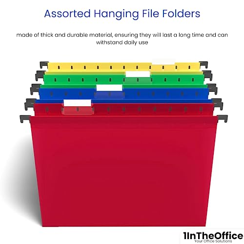 1Intheoffice Poly Hanging Folders Letter Size, Assorted Color, 5-Tab, 20 Pack #TOP4