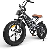 JANSNO Bicicletta Elettrica 20" x 4.0 Fat Tire, 7 Velocità Bici Elettrica, E-Bike per Adulti, Conforme alle norme CE e EN 15194 Batteria Rimovibile 48V 14/17Ah