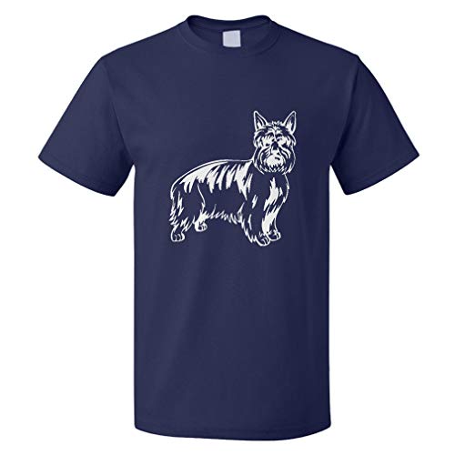 Custom Funny Graphic T Shirts for Men Australian Silky Terrier Head Black Cotton Top Navy Design Only 3X Large