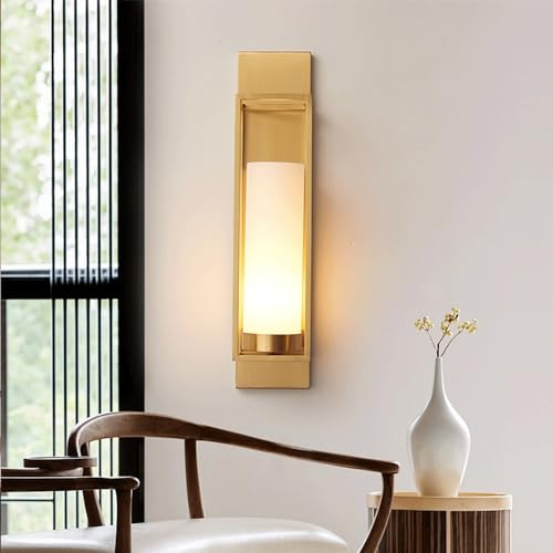 Lámpara de pared simple totalmente de cobre con rosca E27 y pantalla de vidrio interior 2