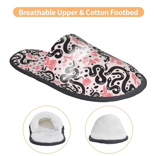 Black Snake Print House Slippers For Women And Men,Soft Slippers With Memory Foam,Non-Slip Indoor Home Shoes3