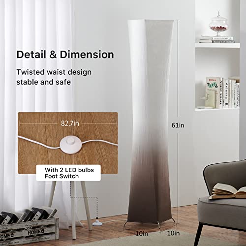 Chiphy Floor Lamp, 61" Standing Lamp, Rgb Color Changing Led Bulbs, Adjustable Brightness Color Temperature, Brown Grandient Fabric Lampshade, W/Remote Control, For Living Room, Bedroom, Kids Room #TOP4