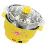 SMASOLO Pentola Elettrica Multifunzionale 20 Cm in Acciaio Inossidabile Con Vaporiera Facile Da Usare Per Cottura a Vapore e Bollitura in Casa e Ufficio immagine