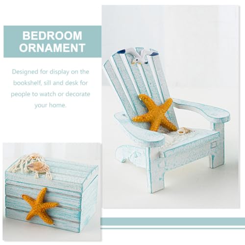 Silla de playa de madera miniatura de pino adorno para ambiente fresco de oficina 4