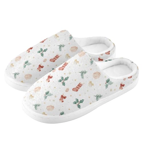 Fuzzy Memory Foam Slippers for Women/Men Socks Gift Box Leaves Pattern Fluffy Winter House Shoes Indoor and Outdoor4