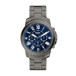 Fossil Men’s Watch, Grant Quartz Stainless Steel Chronograph Watch for Men