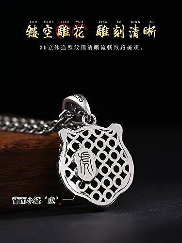 Silver Plated Brass Tiger Head Pendant Necklace For Men Women With 27.5'' Stainless Steel Chain King Of The Forest #TOP2