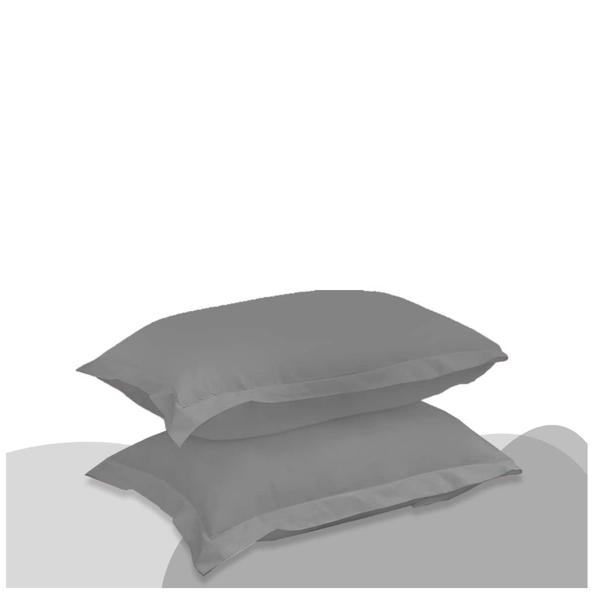 200 TC Egyptian Cotton Pillowcase 2 Pack, Pair of Plain Dyed Oxford Housewife Pillowcases, 50x75 Cm, Grey