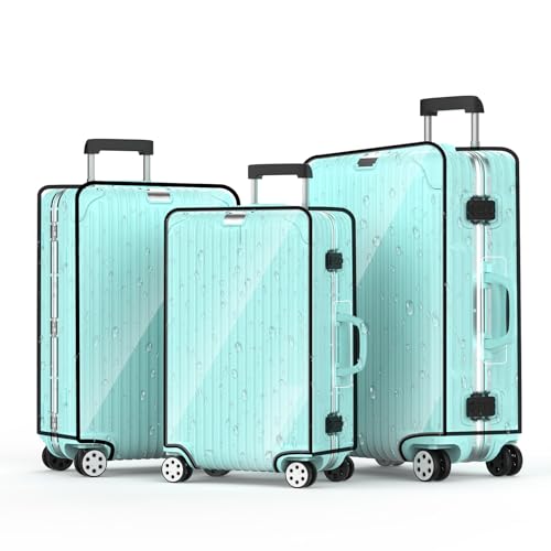 YHOUSE 3 PCS Thicken Clear Luggage Cover Protector, 20\" 24\" 28\" PVC Luggage Covers for Suitcase Waterproof Dustproof Anti-scratch TSA Approved Travel Suitcase Covers for Wheeled Luggage