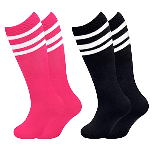 Olreco Girls Soccer Socks Kids Soccer Socks Hot Pink Girls Knee High Socks Youth Soccer Socks Youth Girls Long Socks For Girls #TOP1