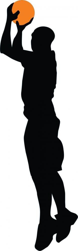 Basketball Player Silhouette - 60 Wall Decal - 42 Inches H x 13 Inches W - Peel and Stick Removable Graphic