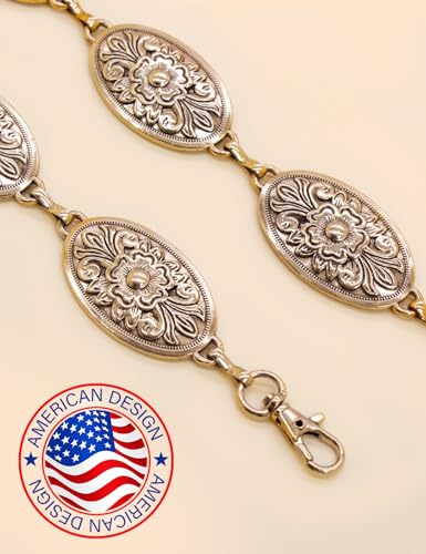 Image of TOPACC Western Metal Concho Belt for Women Cowgirl Chain Belts for Dresses Jeans Country Concert Outfit