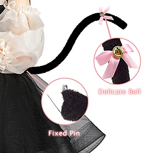 Abida Cat Cosplay Costume - 5 Pcs Cat Ear And Tail Set With Collar Paws Gloves And Vampire Teeth Fangs For Lolita Gothic Halloween-Black #TOP3