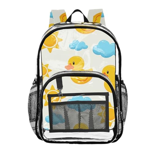 Cute Yellow Ducks Women Clear Backpack Cute Kids Girls Backpack Boys See through Shoulder Bag