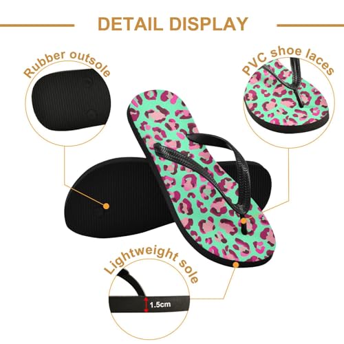 Leopard Pink Maroon Mint Green Flip Flop Beach Summer Casual Sandal for Women & Men Shower Shoes 208618412