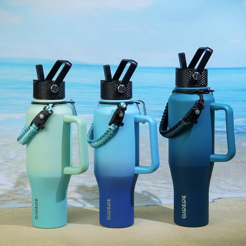 Image of BJPKPK 35oz Insulated Water Bottle with Handle & Straw Lid, Stainless Steel