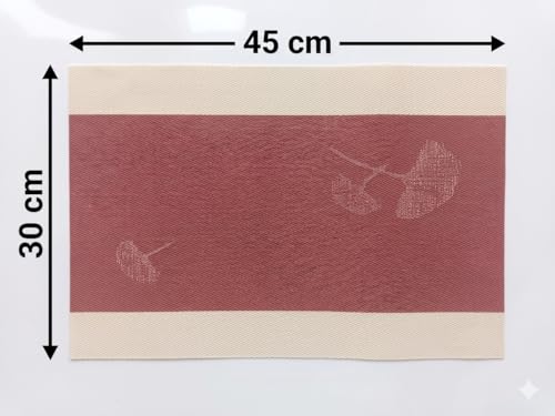 Image of Dribble PVC Placemats Set of 4 | Heat-Resistant, Washable, Waterproof Table Mats | Anti-Slip Dining Table Placemats for Kitchen & Home Decor - 45x30cm, Design - Desert Wine
