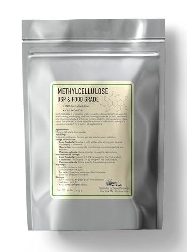Methyl Cellulose 400 Viscosity Food Grade - 16 Oz /453 Grams - Organic Methylcellulose Powder for DIY Cosmetics - Methylcellulose Fiber Powder - Thickening & Stabilizing Agent by Talsen Chemicals