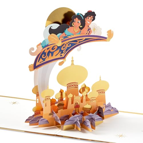 Hallmark Paper Wonder Signature Collection 3D Pop-Up Disney Aladdin Celebration Card