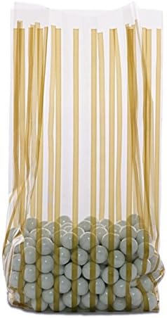 Gold Stripes Cello Bags 4 X 2 1/2 X 9 1/2-1.2 mil Thick | Quantity: 100