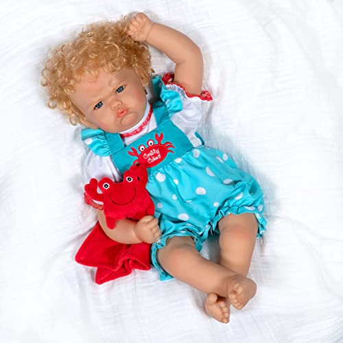 Paradise Galleries Caucasian Girl Reborn Baby Doll - 22 Inch Crabby Cakes With Rooted Hair, Made In Softtouch™ Vinyl #TOP4
