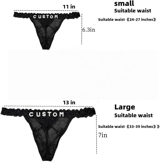 2-Pack Personalized Rhinestone Name Lace Panties - Women's Custom Lettered Panties, Suitable for Girlfriend, Valentine's Day Gift Black4
