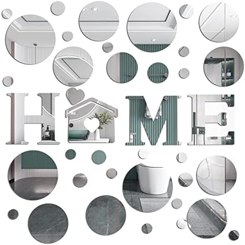 Voarge Lot De 30 Miroirs Muraux Ronds Autocollants - Tailles 2 à 14 Cm - Stickers Miroir 3D Amovibles Pour Décoration Murale DIY - Salon, Chambre, TV