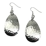 Large Hammered Aluminum Silver Tone Tear Drop Earrings By John S Brana Handmade Jewelry Hypoallergenic