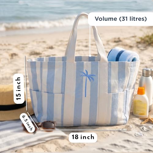 Image of Folkulture Beach Bag | Large Waterproof Beach Tote Bag for Women, Beach Essentials, Travel & Vacation Essentials