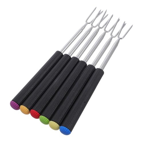 LIGIGWASH 6 piezas Tenedores Fondue Acero Inoxidable Ajustables para Queso Carne Chocolate Postres Multifuncionales para Celebraciones y Camping