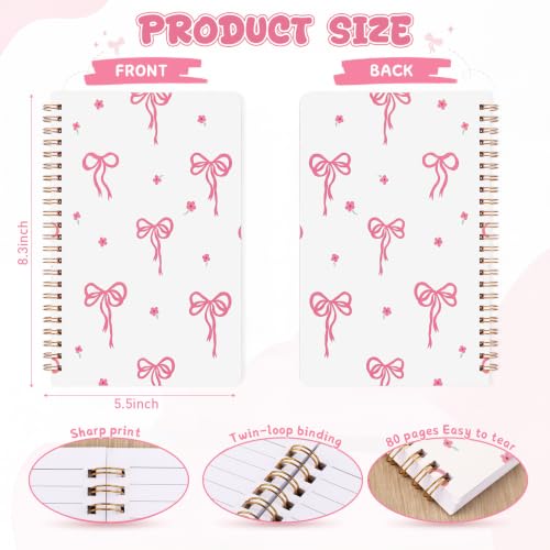 Crtiin Bible Pink Bow Notebook for Women Cute Preppy Prayer Journal Spiral Coquette Aesthetic Journal A5 Lined Hardcover Notebook in 5.5x8 Inch for Daily Writing Girl Teen Women Gift (Bow and Flower) - Image 2
