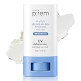 MAKEPREM UVA UVB Defense Me Calming Sun Stick Sunblock SPF 50+ PA++++ 0.7 Oz VEGAN Sensitive Oily Acne-Prone Skin Reef-Safe Mineral Sunscreen Non-Nano No Chemical UV Protection Non-Greasy Sticky Kids