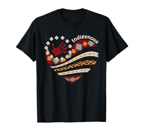 Indigenous Native American Blood Red Hand Heart Shape Womens T-Shirt