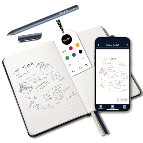 Smart Pen with Real Paper Notebook, Digital Pen for Note Taking, Smart Writing Set, Write on Real Paper with Digital Processing, A5 Smart Digital Notebook, Navy, Storing,Sharing Paper Notes via APP for Android/IOS