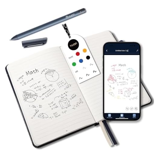 Yuan Digital Notebook with Smart Pen, Real-time Sync for Digitizing, Smart Notebook, 5 X 8inch, Navy, Smart Writing Set Store Handwritten Notes Digitally, Use App for Notes Sharing, Recording