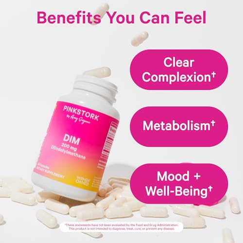 Pink Stork DIM Supplement for Women - Estrogen and Hormone Balance - 200 mg DIM with BioPerine - 60 Day Supply