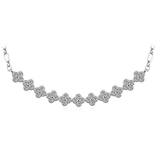 Aienid Blanco Collar para Mujer Bañado en Oro Trébol Serie Cadena Longitud:41+5.5CM