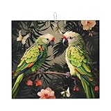 Pareja De Loros Oliva Alfombrilla Cafetera Alfombra Escurreplatos Plegable Alfombrilla De Secado para Cubiertos Platos Mostrador 46X61Cm