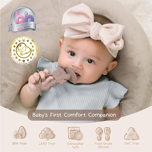 Moonkie Beißring Baby mit Saugfuß, 360° Silikon Zahnbürste, Beißring Spielzeug, Beißspielzeug, BPA-frei Baby Zahnungshilfe für 6 Monate+ Kleinkind 1 Stück(Koala Warm Taupe)