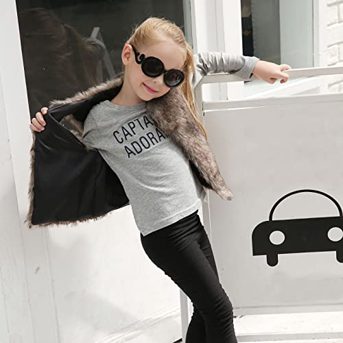 Lisfsa Kids Faux Fur Vest For Toddler Girl Winter Villus Fleece Coat Outwear Thick Warm Waistcoat Outerwear Cardigan Tops Brown, 5-6 Years #TOP4