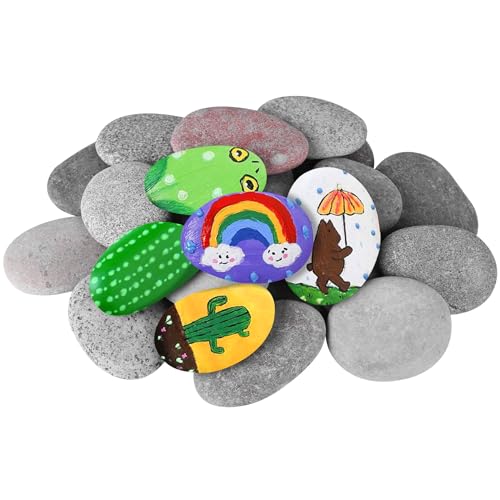 River Rocks for Painting 25 Pcs Large 3.5-5 Inch Flat Smooth Painting Stones Craft Rock to Paint for Kids Crafts Painting Bulk