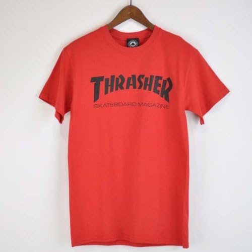Amazon Thrasher スラッシャー オールドスケート復刻版 スラッシャー ロゴ Tシャツ S Stee 半袖 ショートスリーブtシャツ Red レッド 赤 黒プリント S レッド Tシャツ カットソー 通販