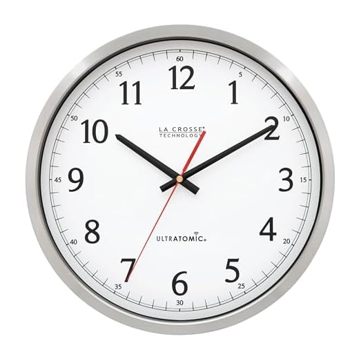 La Crosse Technology 404-1235UA-SS 14 Inch UltrAtomic Analog Stainless Steel Wall Clock