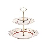 Kleine Etagere aus Porzellan im nostalgischen Design zum Anrichten von Plätzchen und anderen Köstlichkeiten, Ideal für die festliche Kaffeetafel