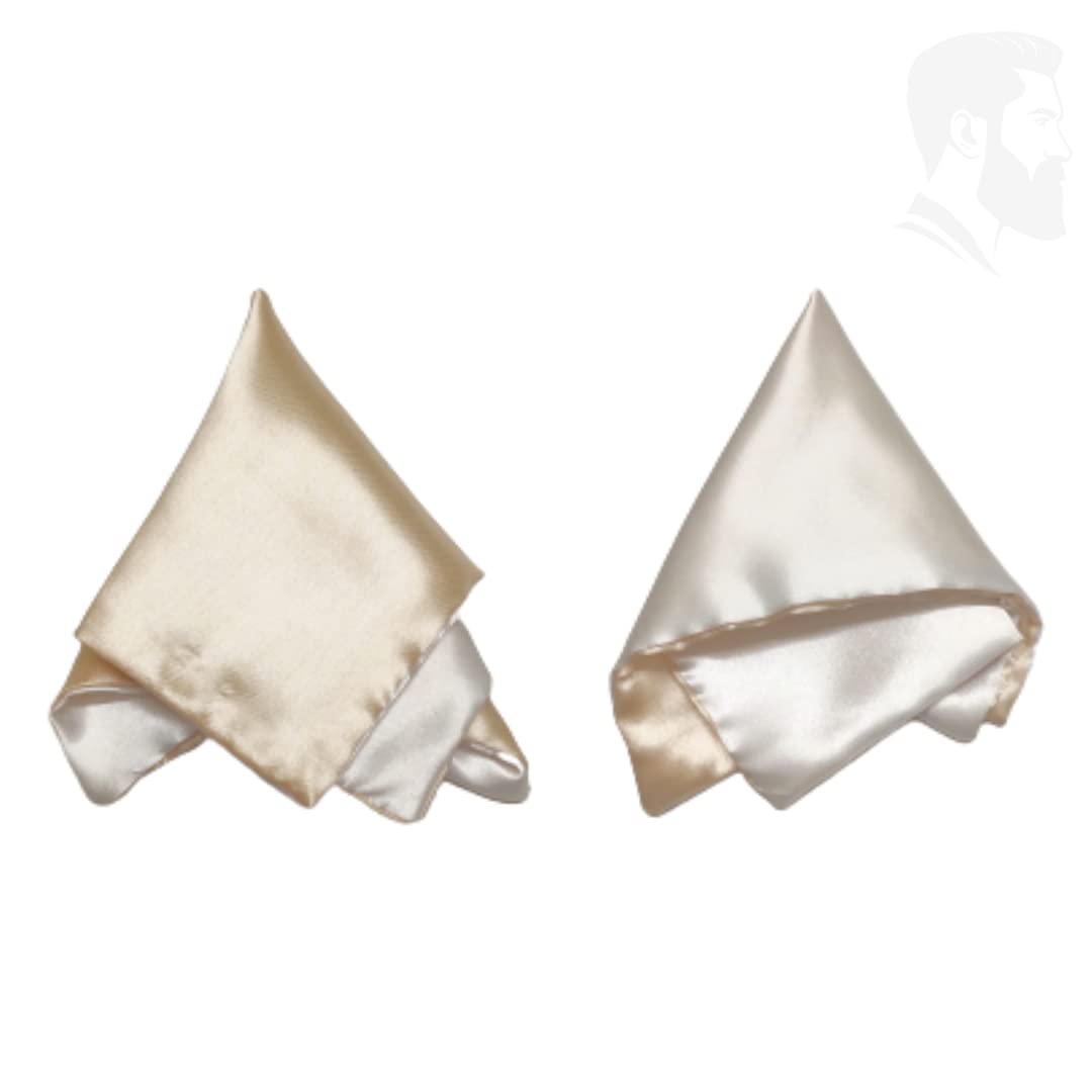 Malbury Silk Satin Pocket Square Wedding Suits Handkerchiefs, DUO (2, White&Cream, Men (Regular))-image-0