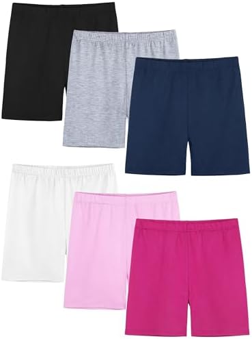 FEOEOR 6 Pack Girls Bike Shorts Cartwheel Toddler Biker Under Dress Dance Multi-Color Kids Shorts Girls Clothes Mixed Color A 5-6Y