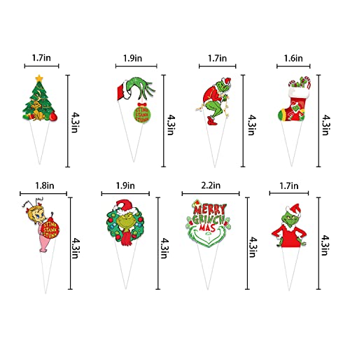 32Pcs Green Monster Cupcake Toppers, Red And Green Monster Cake Topper Green Monster Cupcake Decorations Dessert Cake Decorations For Green Monster Party Decorations, Green Monster Cake Decorations #TOP2